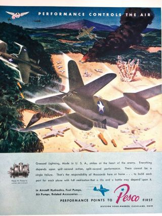 Wwii Ad Pesco Bombers Aircraft Aviation Army Borg Warner Cleveland Oh