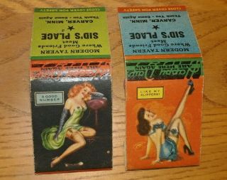 2 Vintage Wwii Era Risque Girl Paper Colorful Matchbook Covers Sid 