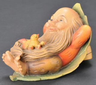 Anri Wood Carving Italy Little Folks Of The Salvans The Dreamer Gnome Figure 4 "