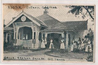 Vintage Postcard " Kiosk " Botanical Gardens Brisbane Advertising Qld