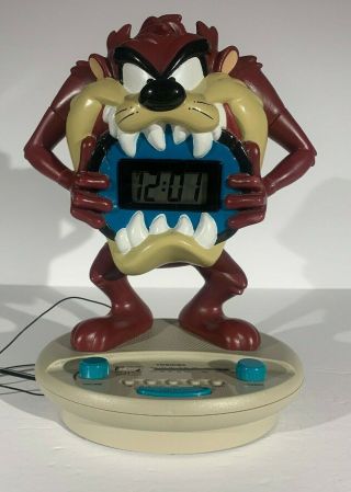 Vtg Warner Bros Taz Looney Tunes 1997 Alarm Clock Radio Toshiba Tasmanian Devil