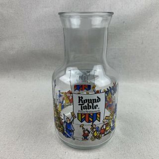 Vintage Round Table Pizza Glass Carafe Bottle Jug Jar,  Libbey Of Canada
