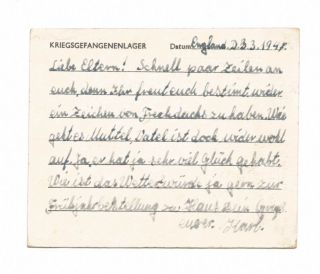 WW2 GERMAN PRISONER OF WAR POW POST CARD MAILED ENGLAND IN GERMAN 2