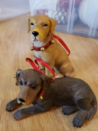 Yellow And Chocolate Labrador Retriever Christmas Ornament