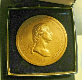 X Large Vintage 3 " Us President George Washington 1789 Bronze Coin Medallion