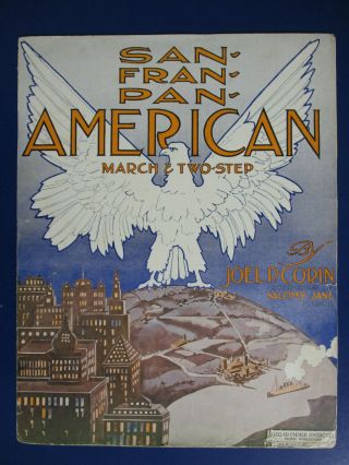 1913 San Francisco San - Fran - Pan - American Panama Pacific Worlds Fair Exposition