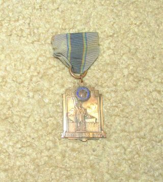 1947 American Legion Convention Ribbon Medal Pin York City Statue Of Liberty