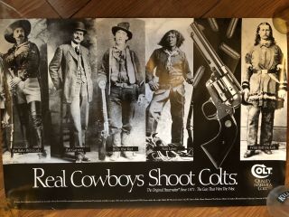 Vintage Colt Firearm Poster @1994 Real Cowboys Pat Garrett Kid Cody Hickok Gun