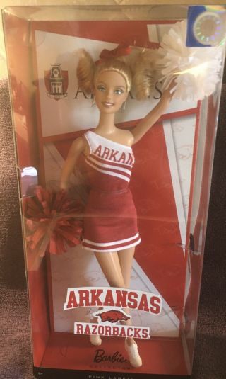 Barbie Collector Pink Label U.  Of Arkansas Razorbacks Cheerleader 2011 Nib