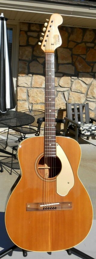 Fender Malibu Acoustic Guitar 1965 Vintage Plays And Sounds Great Case