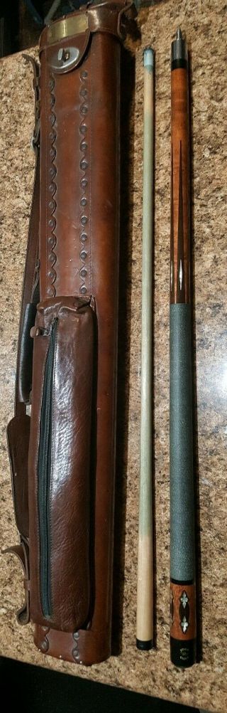 Vintage 80s 90s Joss Pool Cue Stick Pearl Inlay 314 Shaft Leather Instoke Case