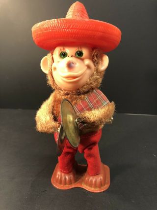 Vintage Wind Up Monkey Playing Cymbals Jolly Chimp