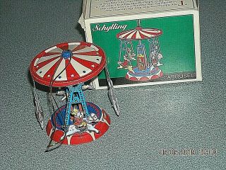 Schylling Miniature Tin Toy Carousel Horse Dog Rabbit Pig Collector Ornament