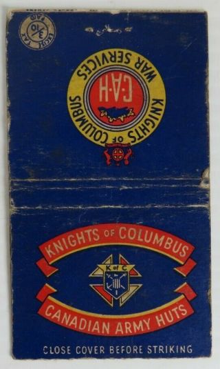 Vintage Knights Of Columbus War Services Matchbook Cover (inv24435)