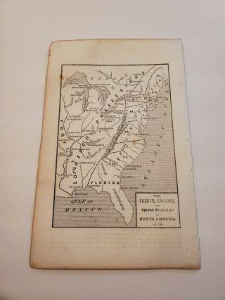 Map French English & Spanish Posessions In America In 1750 C.  1852 Engraving