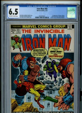 Iron Man 55 Cgc 6.  5 1973 1st App Thanos Drax The Destroyer Mentor Kronos Key