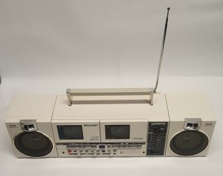 Vintage Sharp Qt - 89 Stereo Cassette Recorder Player Boombox Ghetto Blaster