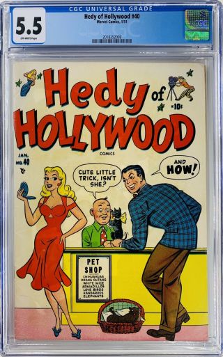 Hedy Of Hollywood 40 Cgc 5.  5 Marvel Teen Gga 1951