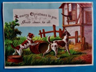 Victorian Sulman Foxhounds Cat Dogs Christmas Card
