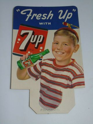 1949 7up Soda Advertising Card Bottle Topper Store Display Cardboard