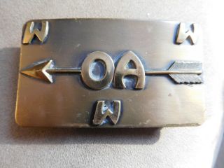 Aa Scout Bsa Oa Belt Buckle Solid Brass Order Of The Arrow Www 1960 - 70 