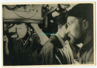 German Ww2 Photo,  U - Boat Crew Inside Submarine,  Bridge