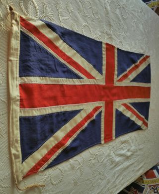 Handsome Ww2 Era Panel Stitched British Vintage Union Jack Flag Old