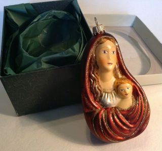 Madonna And Child Christmas Ornament - Krebs Glas Lauscha - Pre - Owned