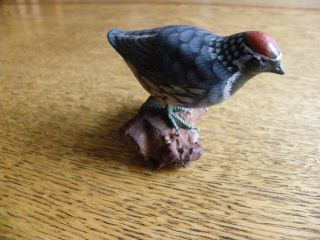 Vintage Bob White - Quail Wooden Figurine Hand Carved & Painted