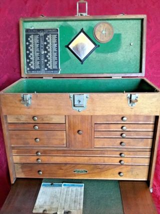 Vintage H Gerstner & Sons 042 Oak 11 Drawer Tool Chest/Box Excel As Found Cond 3