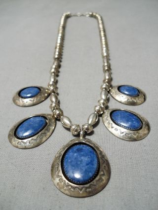 Vintage Navajo Terry Goodluck Sterling Silver Lapis Native Necklace