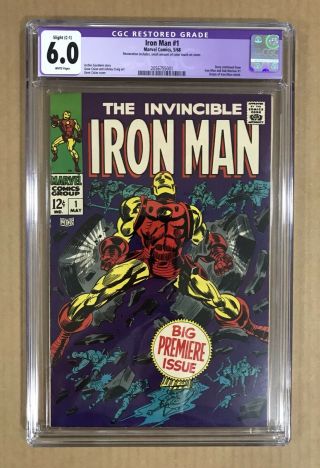 Iron Man 1 Cgc 6.  0 Restored Marvel 1968 Iron Man Origin Retold