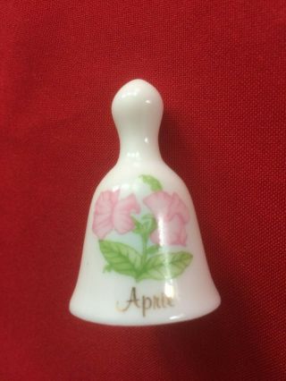Russ Berrie & Co Miniature Porcelain Month Bell April