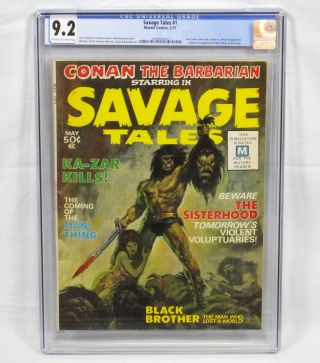 Marvel Comics Savage Tales 1 Cgc 9.  2 Conan Barbarian Ow/white Page 1st Man - Thing
