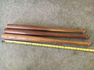 Three Vintage Wood Baseball Bats Unmarked 30 - 1/2” 31 - 1/2” 32”