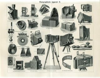 1898 Old Photo Cameras Photography Antique Engraving Print