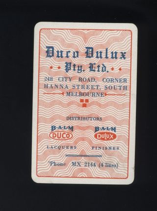 Vintage Aust.  Swap/playing Card Duco Dulux Lacquers Finishes City Rd South Melb