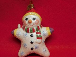 Christopher Radko Holiday Celebrations Star Snowman Xmas Ornament,  Ceramic