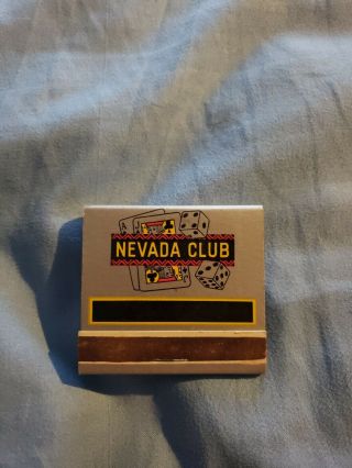 Nevada Club Of Las Vegas Nevada Vintage Matchbook Travel Souvenir