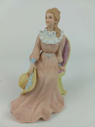 Homco Home Interiors Porcelain Figurine Woman Sitting In Chair 1439 7 " Height