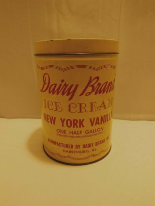 Vintage Dairy Brand One Half Gallon York Vanilla Ice Cream Tin Harrisburg Il