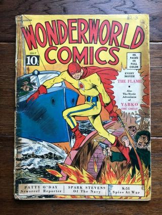 Wonderworld Comics 3 Fox July 1939 Lou Fine Cover 1st Appearance Of The Flame