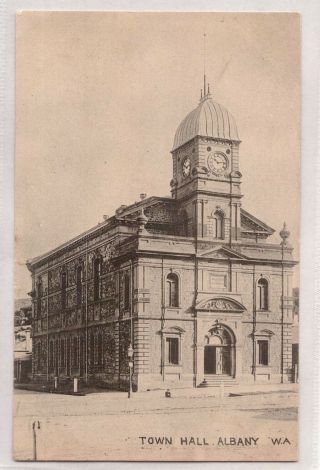 Vintage Postcard Rppc Town Hall,  Albany W.  A 1908