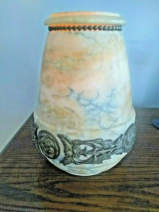 Vtg Alabaster Urn Vase Lamp Marbled Tans,  Browns,  Mauve,  Grey Hand Carved Signed