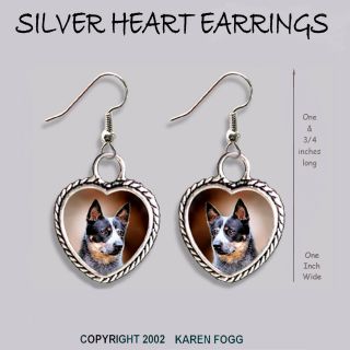 Australian Cattle Dog Black - Heart Earrings Ornate Tibetan Silver