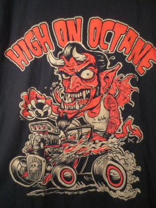 " High On Octane " Johnny Ace Ed Big Daddy Roth Rat Fink Black T - Shirt Size Small
