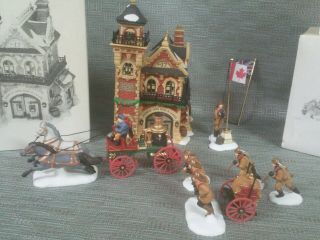 Dept 56 Firehouse And Characters And Horses In Boxes