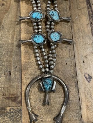 Vintage Silver Turquoise Squash Blossom Necklace Native American