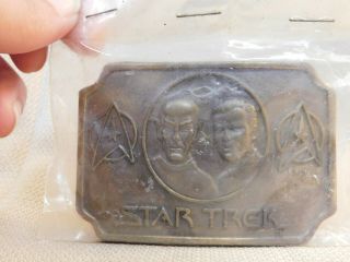 1979 Paramount Pictures Star Trek Brass Belt Buckle Mr.  Spock Capt.  Kirk