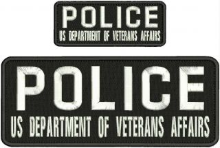 Police Us Department Of Veterans Affairs Emb Patch 4x10 &2x5 Hook On Back/whit